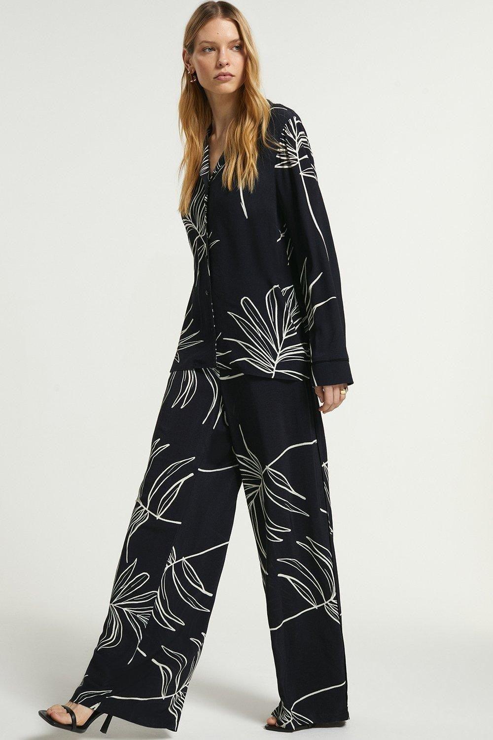 Midnight Leaf Cotton Co - ord Set - Lounge Wear - Svatantra Clothing