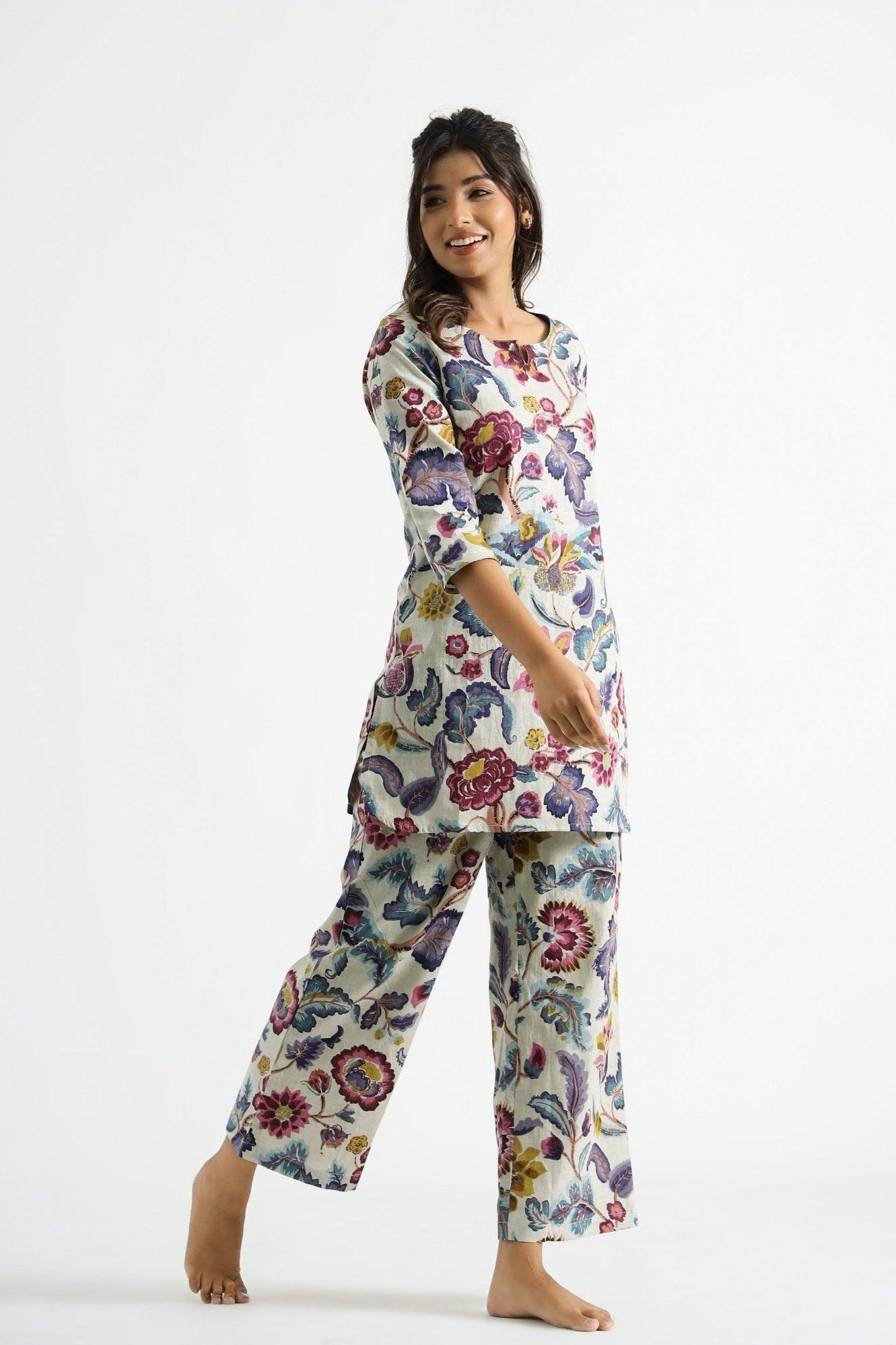 Floral Breeze Cotton Rayon Co - Ord Set - Co - ord set - Svatantra Clothing