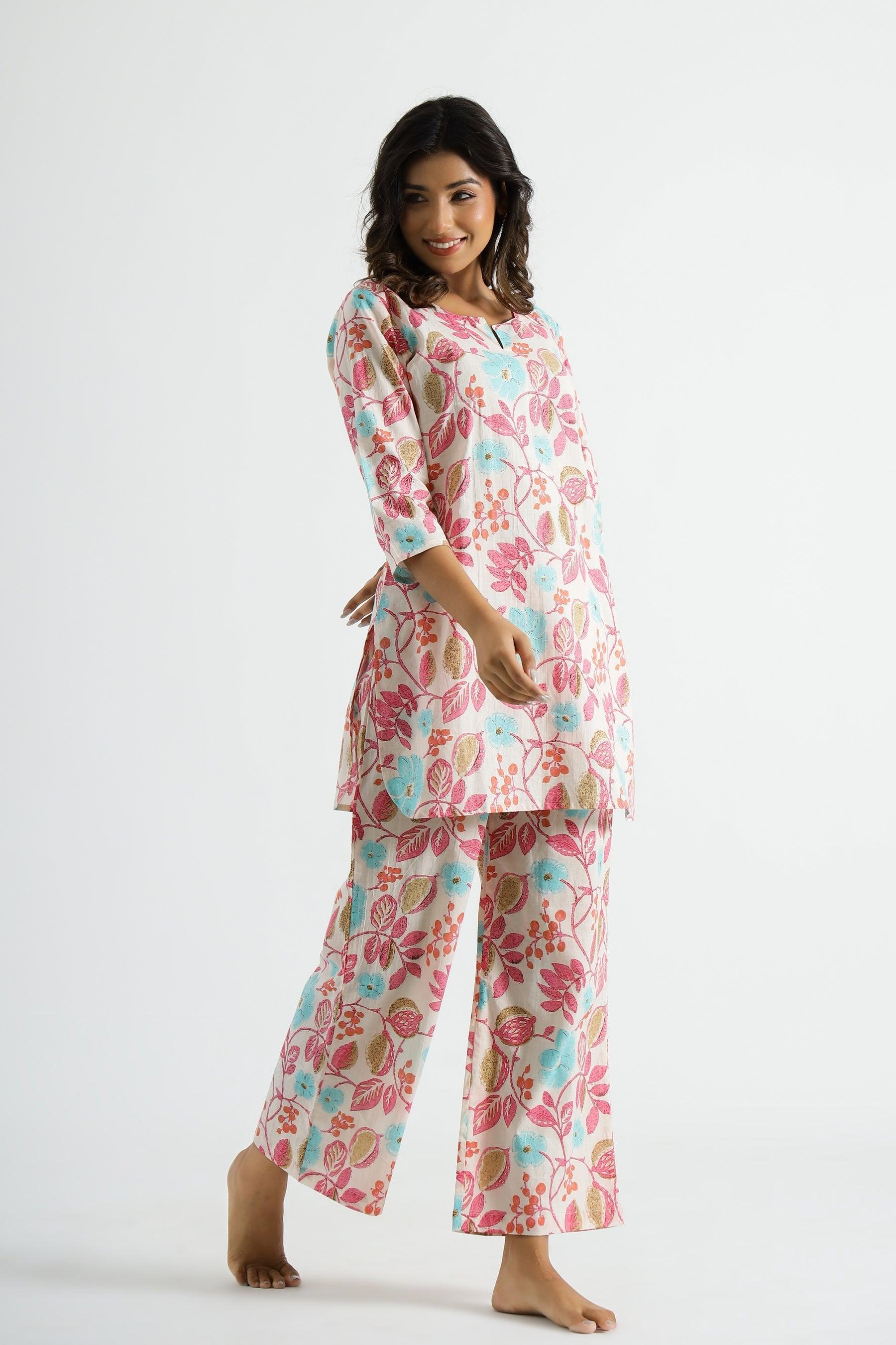 Floral Breeze Cotton Rayon Co-Ord Set