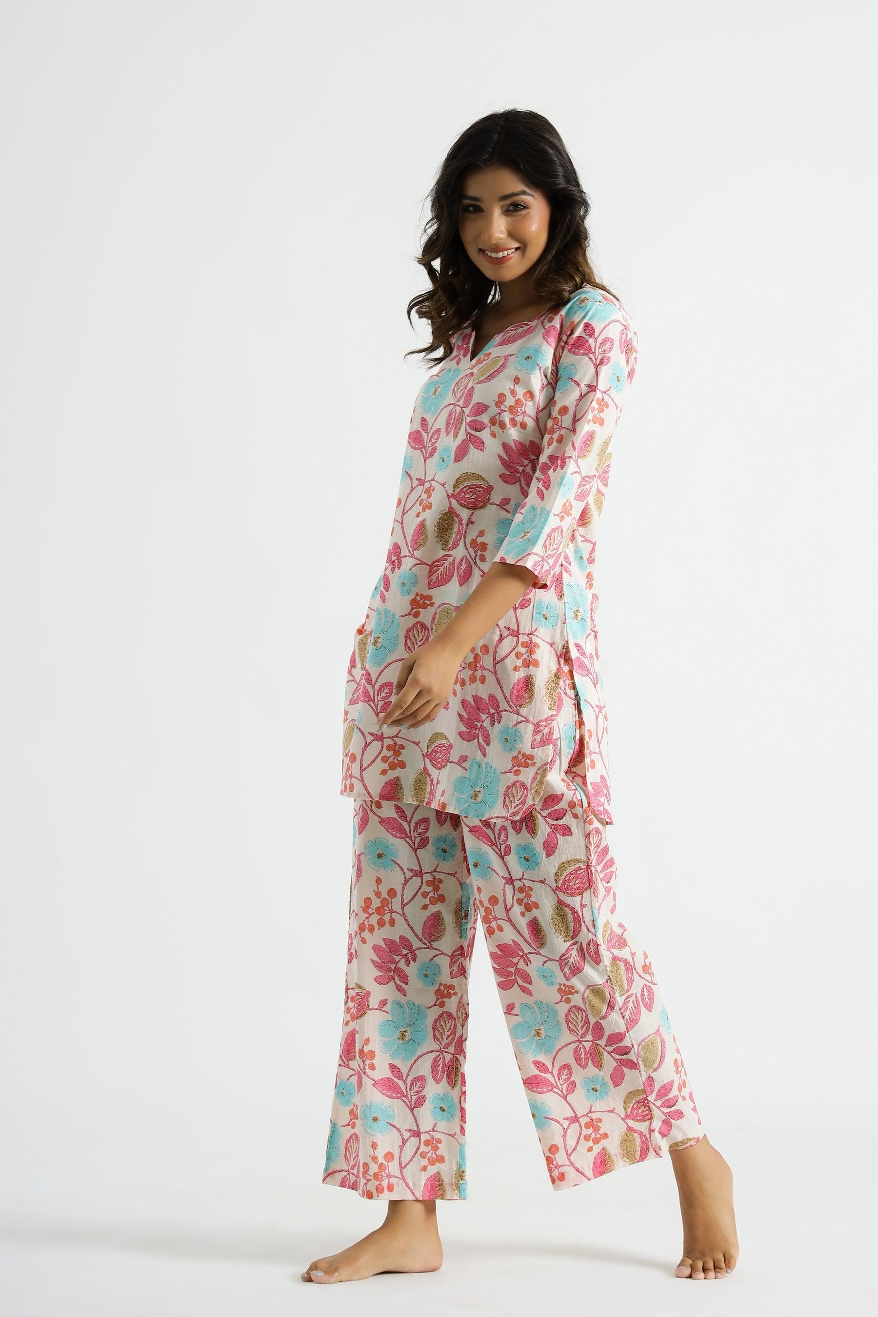 Floral Breeze Cotton Rayon Co-Ord Set