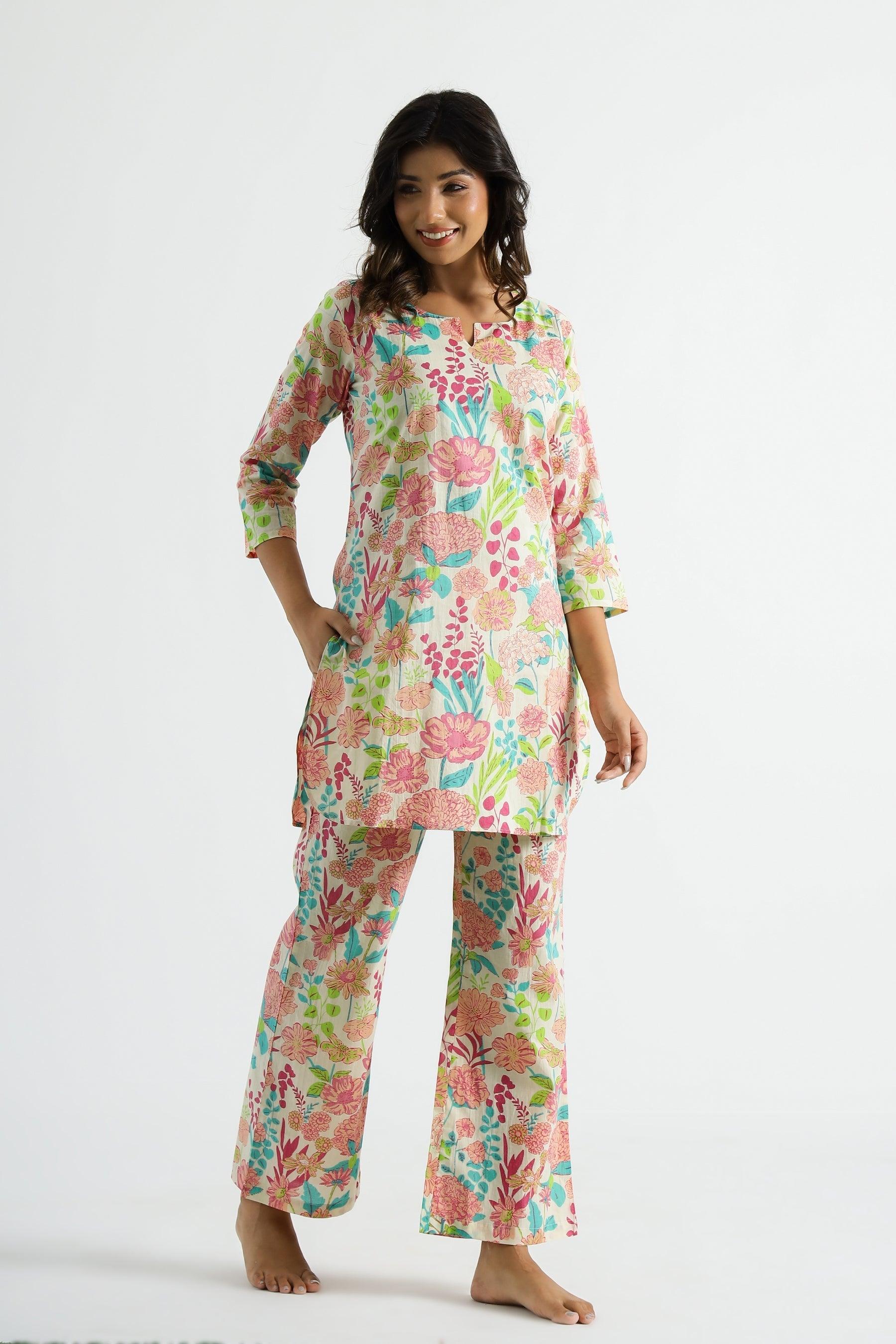 Floral Breeze Cotton Rayon Co-Ord Set