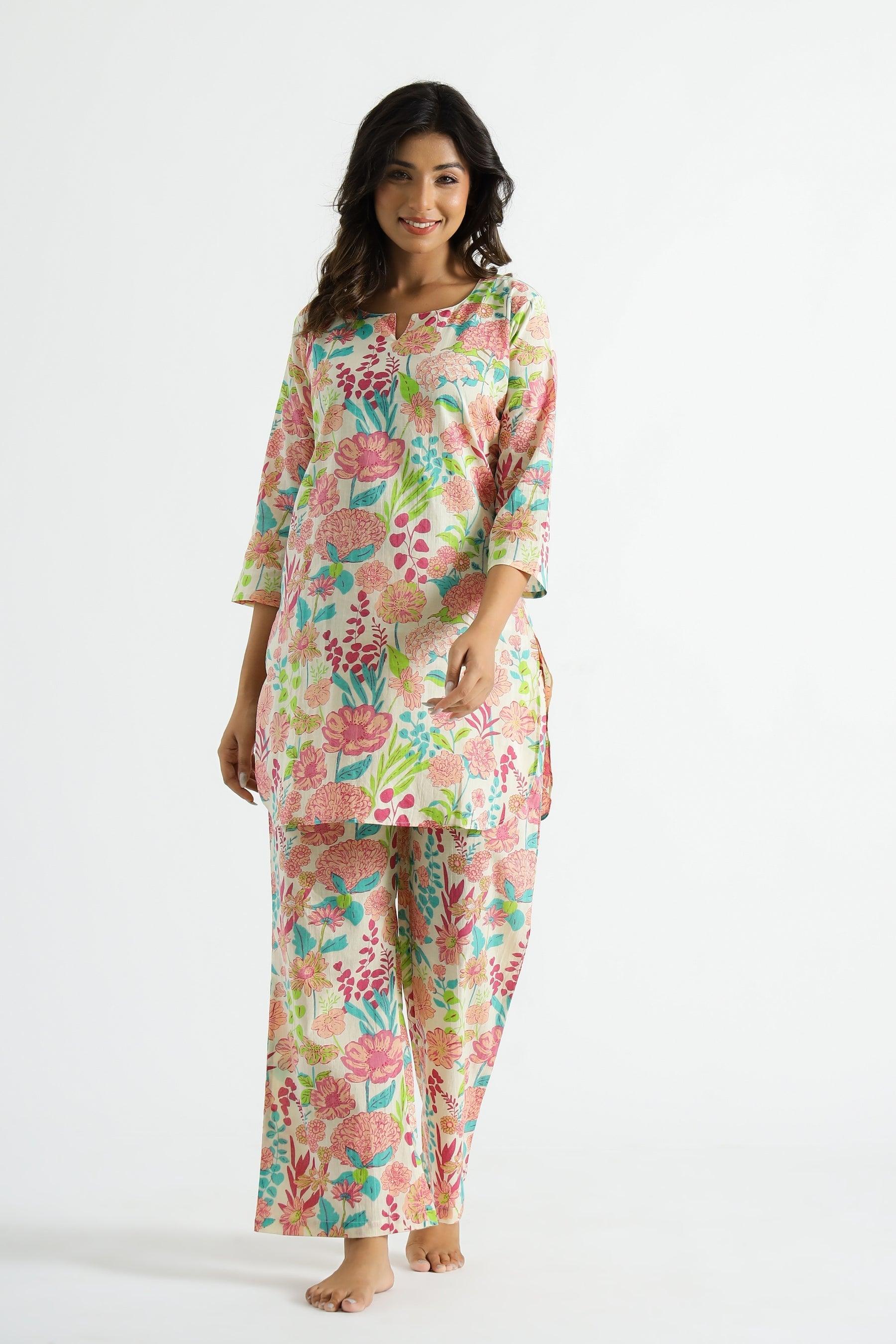 Floral Breeze Cotton Rayon Co-Ord Set